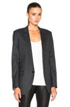 Saint Laurent Oversize Pinstripe Blazer In Gray,stripes