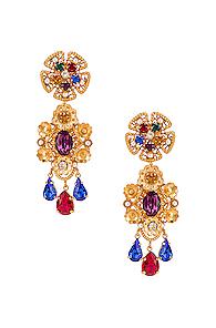 Dolce & Gabbana Flower Drop Earrings In Blue,metallic,red