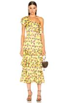 Patbo One Shoulder Tiered Ruffle Midi Dress In Yellow
