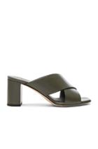 Saint Laurent Leather Loulou Mules In Green
