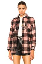 Coach 1941 Studded Plaid Top In Black,pink,plaid
