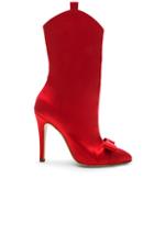 Alessandra Rich Satin Bow Boots In Red