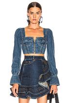 Self-portrait X Lee Denim Bustier Top In Denim Medium