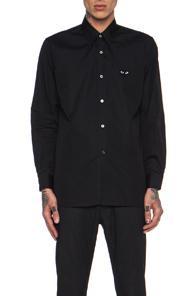 Comme Des Garcons Play Black Emblem Cotton Button Down In Black
