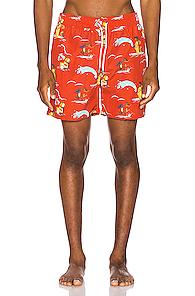 Aime Leon Dore Block Party Swim Trunks In Novelty,red