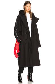 Vetements Plastic Bag Trench Coat In Black