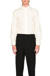 Lemaire Soft Cotton Poplin Detachable Collar Shirt In Neutrals