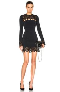 David Koma Zig Zag Macrame Mini Dress In Black