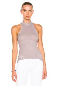 Enza Costa Rib Mock Neck Tank In Gray,neutrals