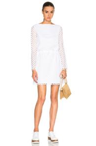 Carven Eyelet Mini Dress In White