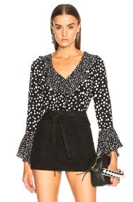 Rixo London Jane Top In Black,geometric Print