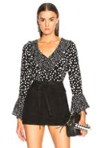 Rixo London Jane Top In Black,geometric Print