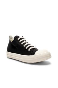 Drkshdw By Rick Owens Canvas Low Sneakers In Black,white