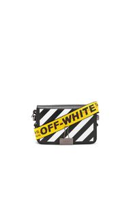 Off-white Diagonal Mini Flap Bag In Black,stripes