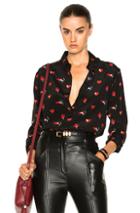 Saint Laurent Smoking Large Lip Print Shirt In Black