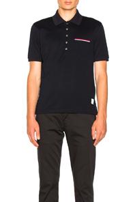 Thom Browne Short Sleeve Polo Shirt In Blue