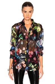 Anthony Vaccarello Multi Flower Print Classic Shirt In Black,floral