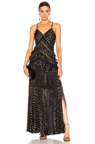 Self-portrait Metallic Polka Dot Maxi Dress In Black,metallics,geometric Print