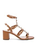 Valentino Leather Rockstud Sandals In Brown