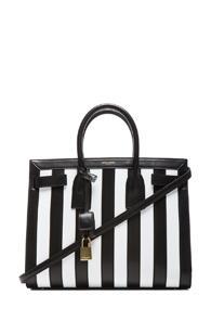 Saint Laurentsmall Sac Du Jour Striped Carryall Bag In Black,white,stripes