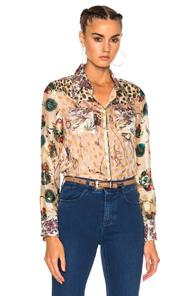 Roberto Cavalli Printed Shirt In Floral,neutrals,metallics