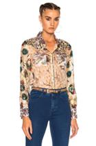 Roberto Cavalli Printed Shirt In Floral,neutrals,metallics