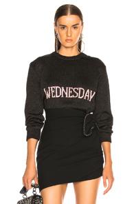 Alberta Ferretti Wednesday Lurex Crewneck Sweater In Black