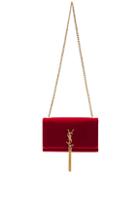 Saint Laurent Velvet Monogram Chain Bag In Red