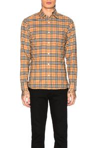 Burberry George Small Scale Checkered Flannel In Neutral,plaid