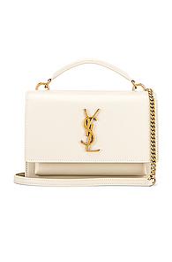 Saint Laurent Sunset Monogramme Crossbody Bag In White