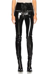 Unravel Latex Lace Up Seam Pants In Black
