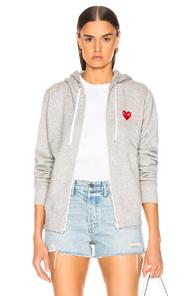 Comme Des Garcons Play Full Zip Hoodie In Gray