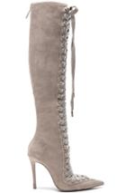 Zimmermann Lace Up Suede Long Boots In Gray