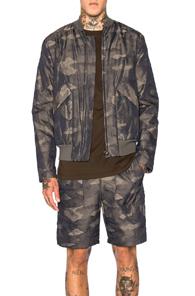 Helmut Lang Jacquard Camo Zip Bomber In Green,brown,abstract