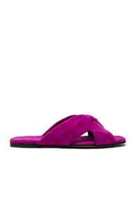 Alumnae Soft Suede X Slide Sandals In Purple
