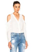 Frankie Cold Shoulder Button Down Top In White
