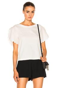 See By Chloe Scallop Sleeve Top In White