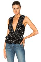 Saint Laurent Polka Dot Drape Top In Black,geometric Print
