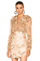 Zimmermann Bowerbird Teased Blouse In Florals,neutrals