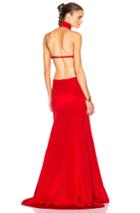 Kaufmanfranco Cut Out High Neck Gown In Red