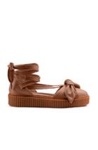 Fenty By Puma Bow Leather Creeper Sandals In Neutrals,brown
