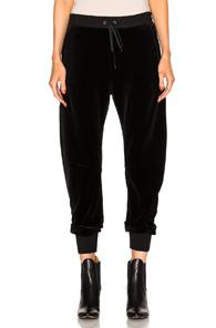 Chloe Velvet Cotton Jersey Sweatpants In Black