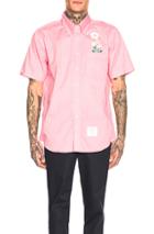 Thom Browne Daisy Pocket Button Down Shirt In Stripes,pink