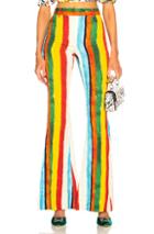 Dolce & Gabbana Rainbow Stripe Brocade Flared Trousers In Blue,green,orange,red,stripes,white