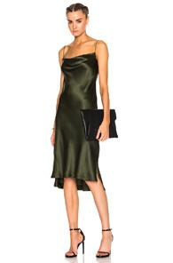 Protagonist Draped Bias Slip Dress In Green