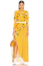 Self-portrait Floral Twist Neck Maxi Dress In Floral,yellow