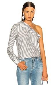 Veronica Beard Luisa Shirt In Blue,stripes,whites