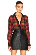Barbara Bui Georgette Check Top In Red,checkered & Plaid
