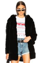 Yves Salomon Rex Rabbit Fur Coat In Black