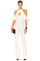 David Koma Shoulder Ruffle Jumpsuit In White
